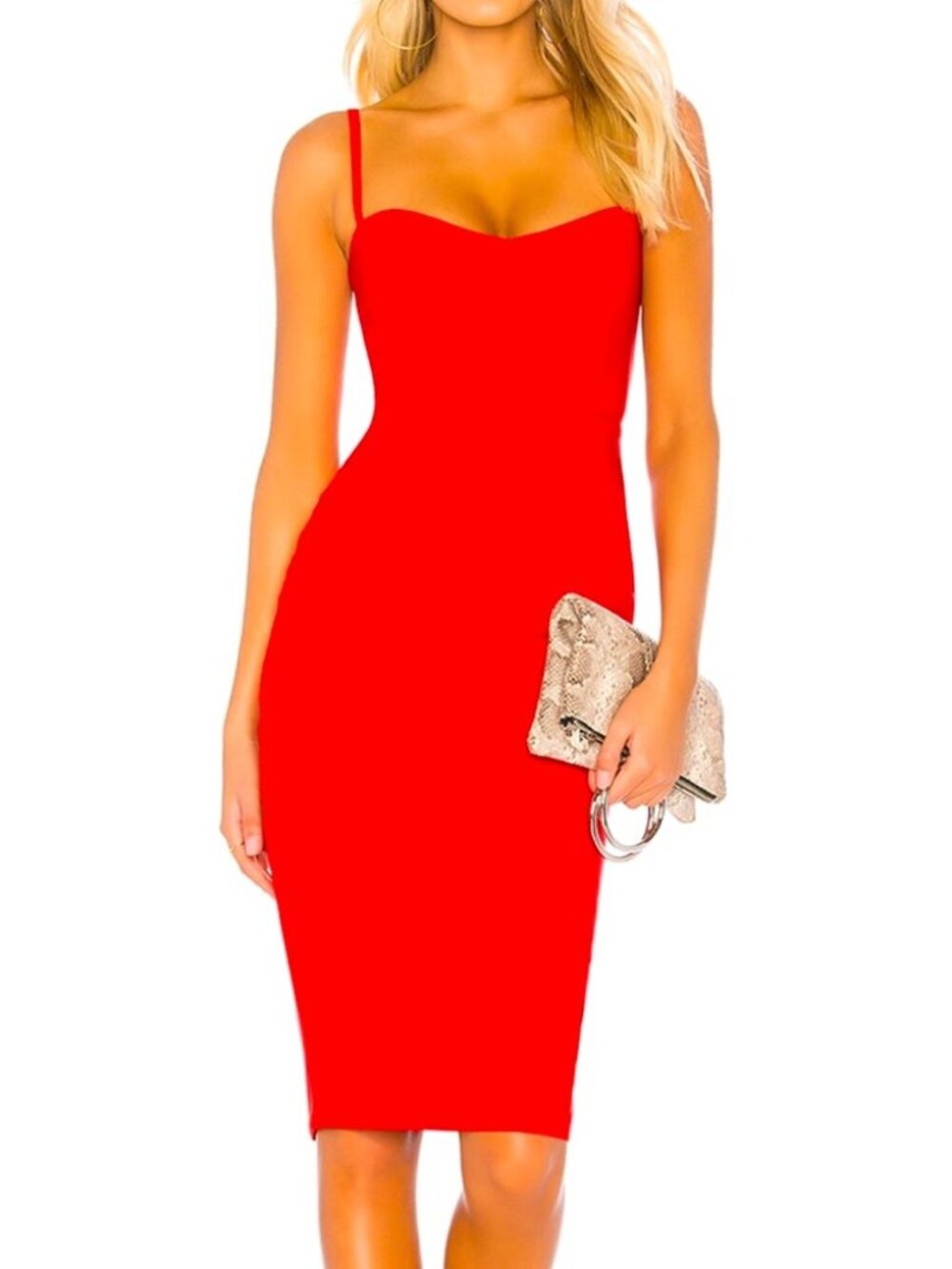 Revolve Nookie Red Midi Dress with Spaghetti Straps